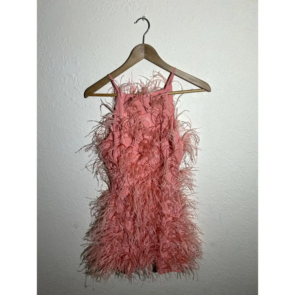 cult gaia Pink Feathered Mini Dress - Picture 3 of 8